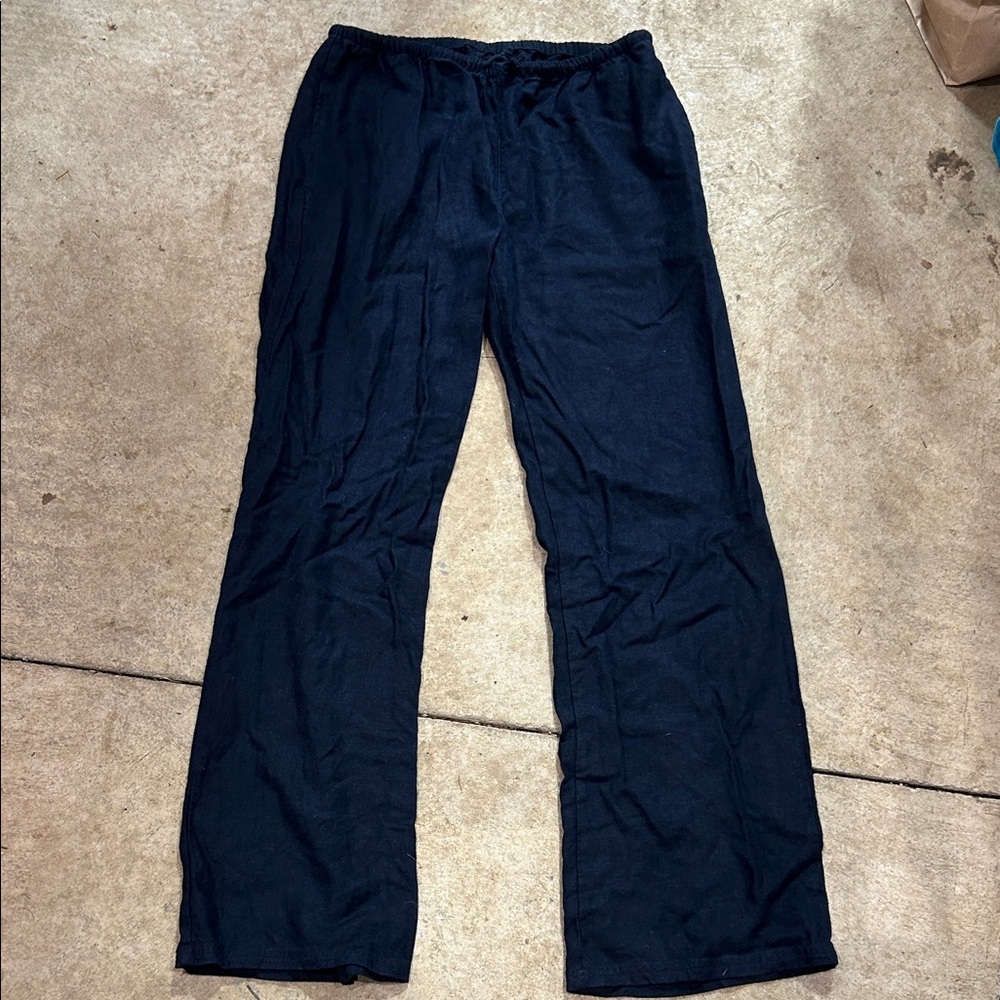 Women's Wide Leg Elastic Waist Pants - Black